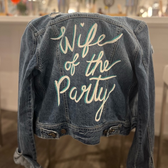 Jackets & Blazers - “Wife of the Party” hand painted denim jacket